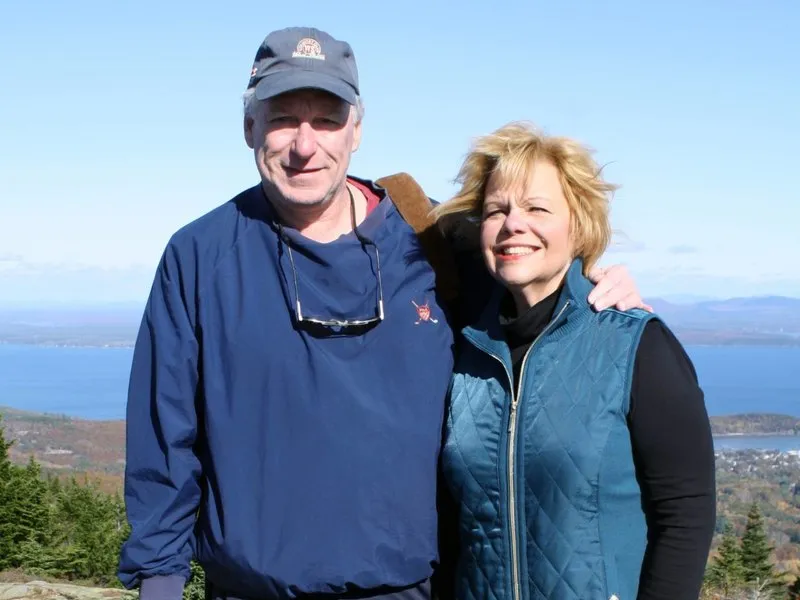 Michael Fox and his wife outdoors in Maine